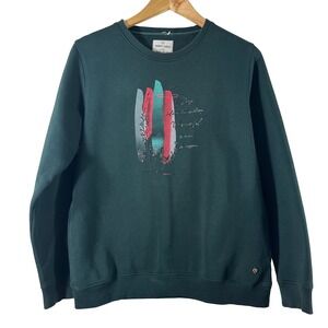 Monte Carlo Love Men 2XL Forest Green Graphic Crewneck Sweatshirt Blended Cotton